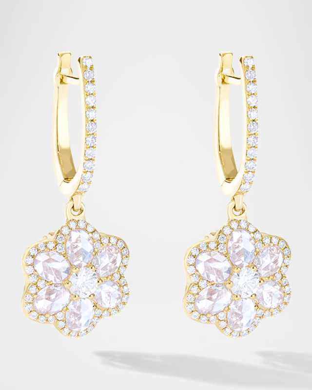 18K Yellow Gold Floral Diamond Earrings, 1.28tcw